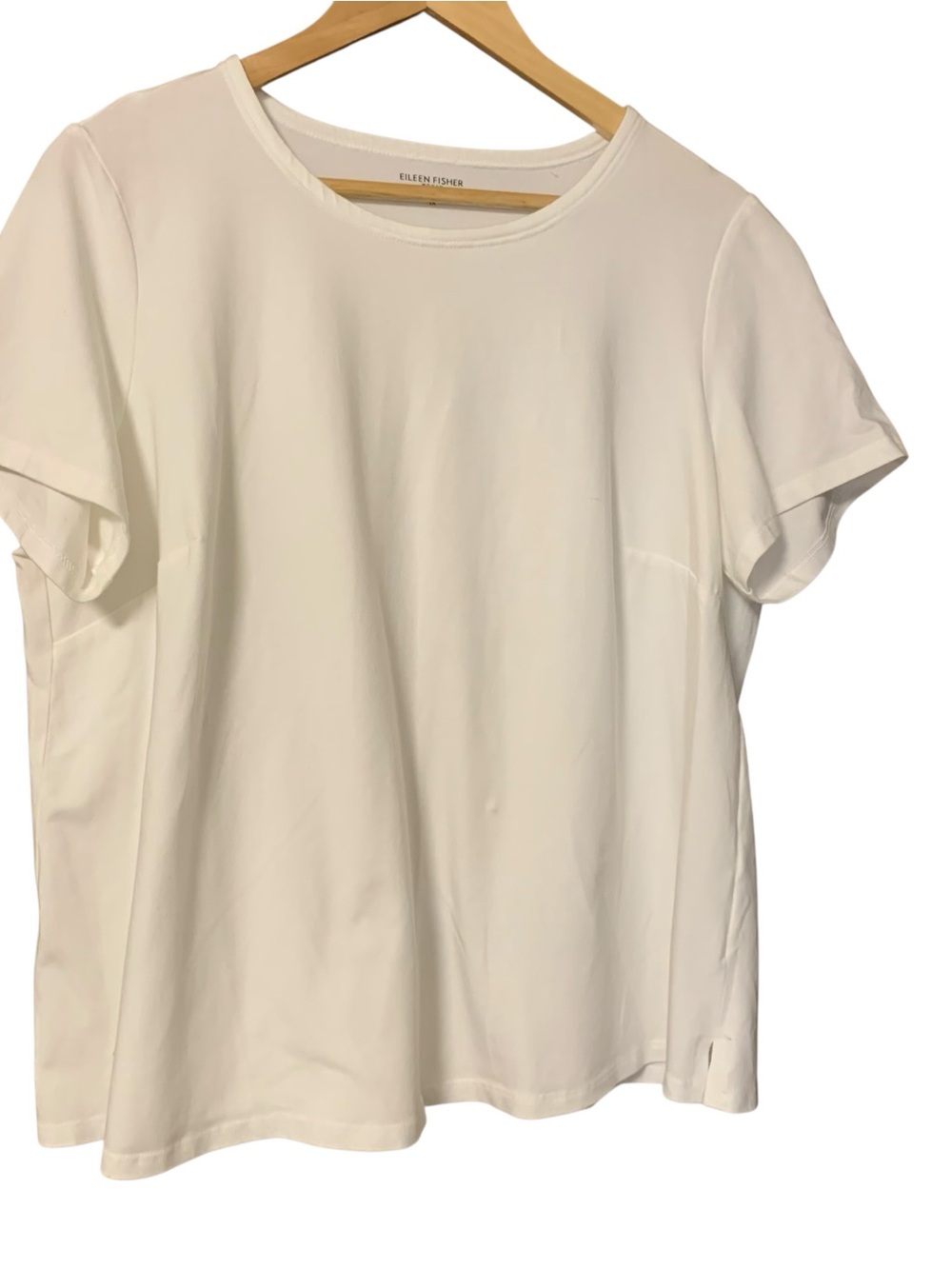 Eileen Fisher 1X White Short Sleeve Crewneck Top